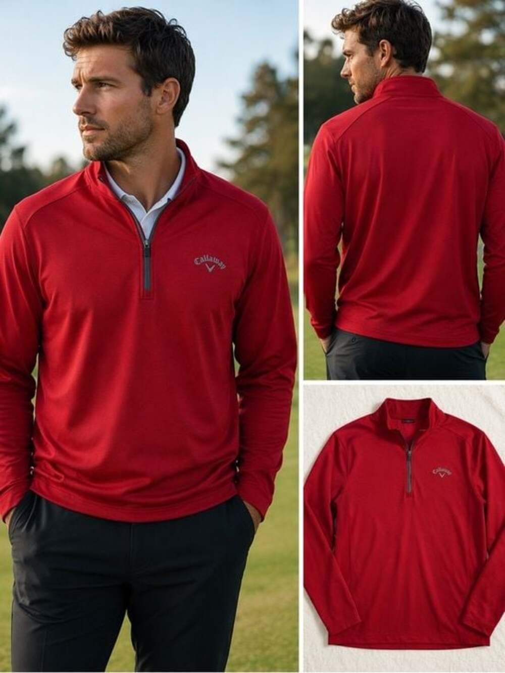 Callaway Red 1/4 Zip Pullover Men’s L Golf Performance Layer - Picture 1 of 2